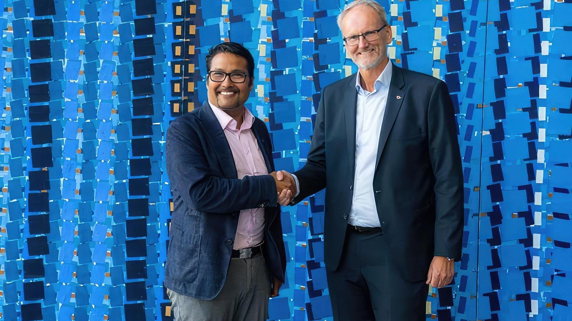 Espen Opedal og OBOS-sjef Daniel Kjølberg Siraj