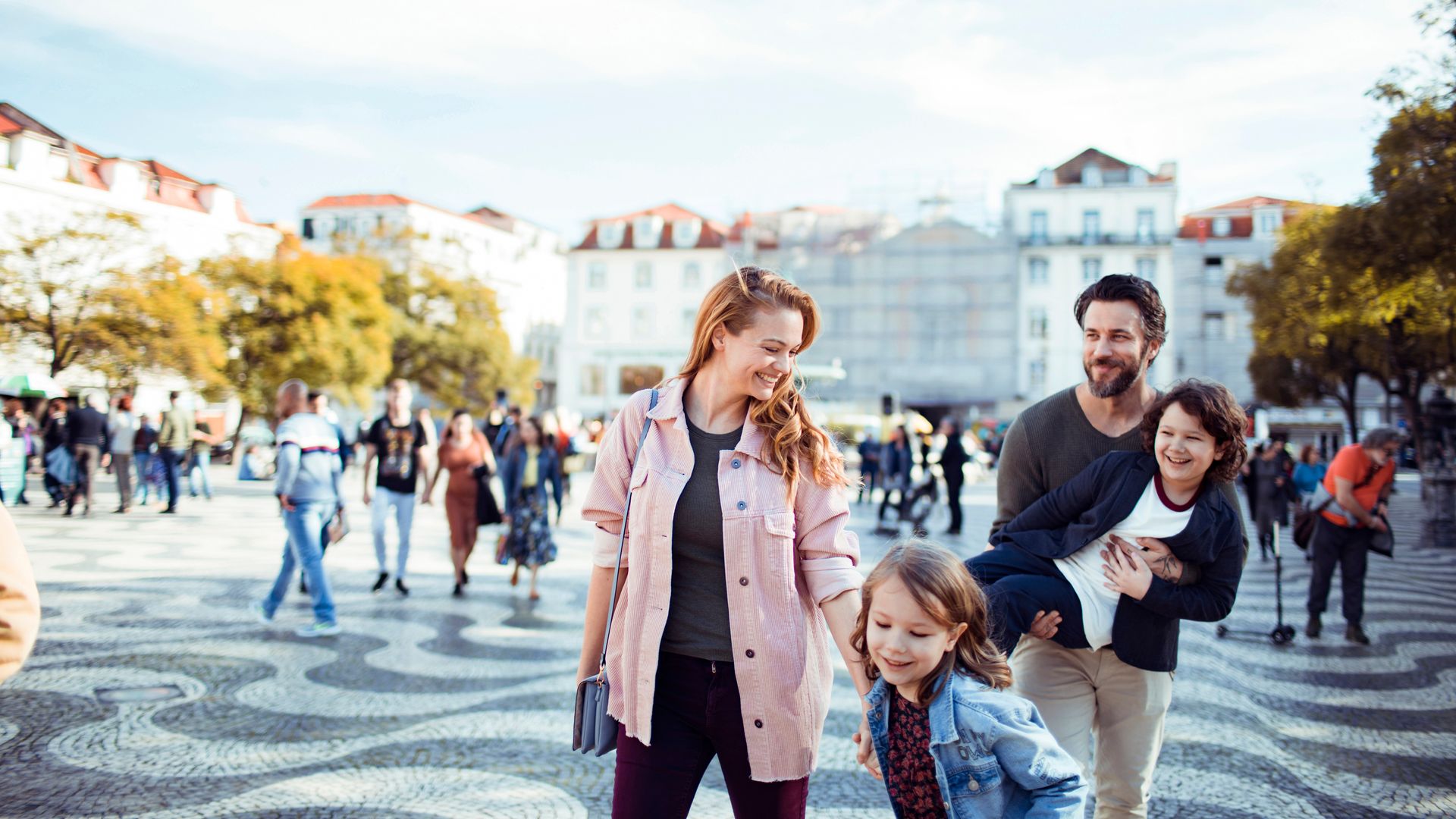 Familie som er på ferie